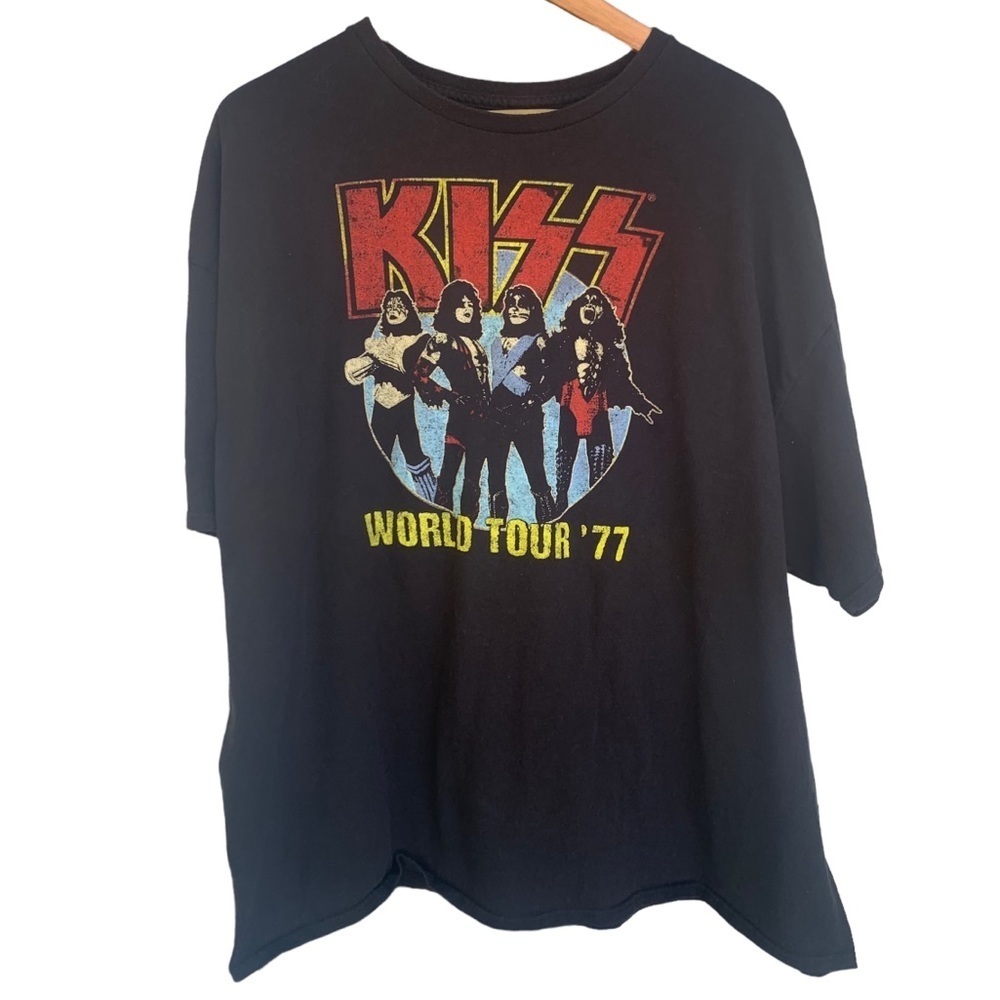 Kiss World Tour 77 Black Tshirt 100% Cotton 3XL